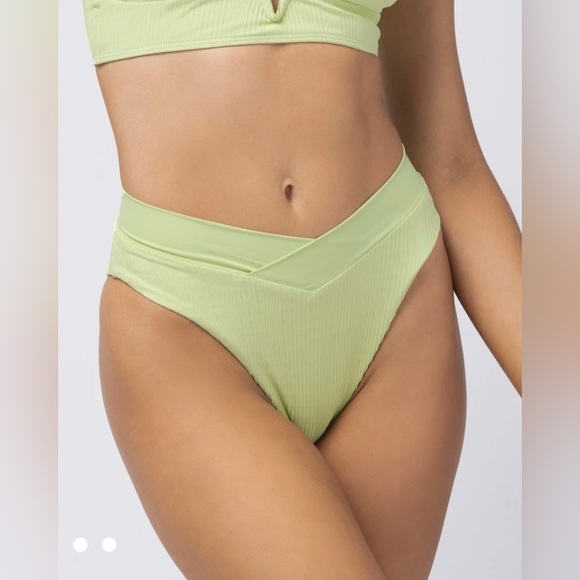 Pointelle Rib Court Bikini Bottom - Mojito - Picture 2 of 5